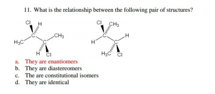 Following pairs consider between relationship them describing structures molecules identify isomers compound same two representing enantiomers constitutional diastereomers solved problem