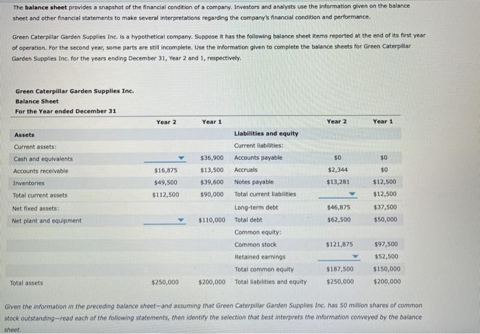 Sasha wants to generate a balance sheet to see